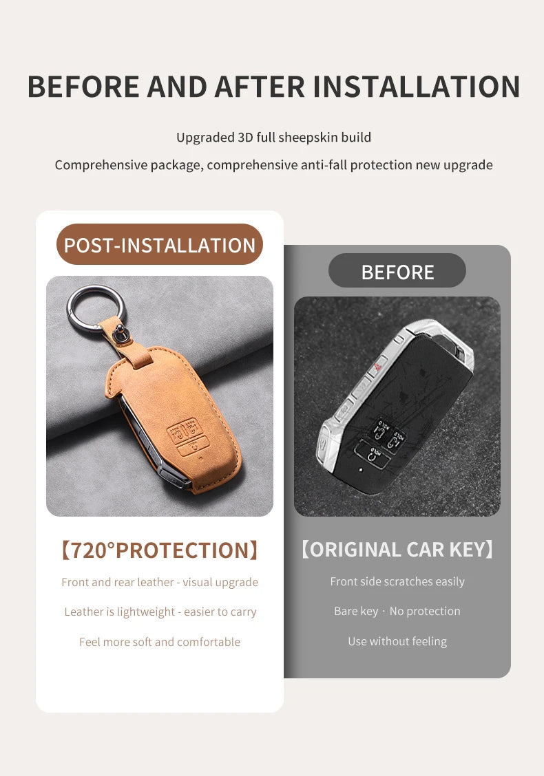 7 Bottons Leather Car Key Case Fob Cover For Kia Carnival K7 2021 2022 Car Remote Key Case Cover Shell Fob Keychian Accessories