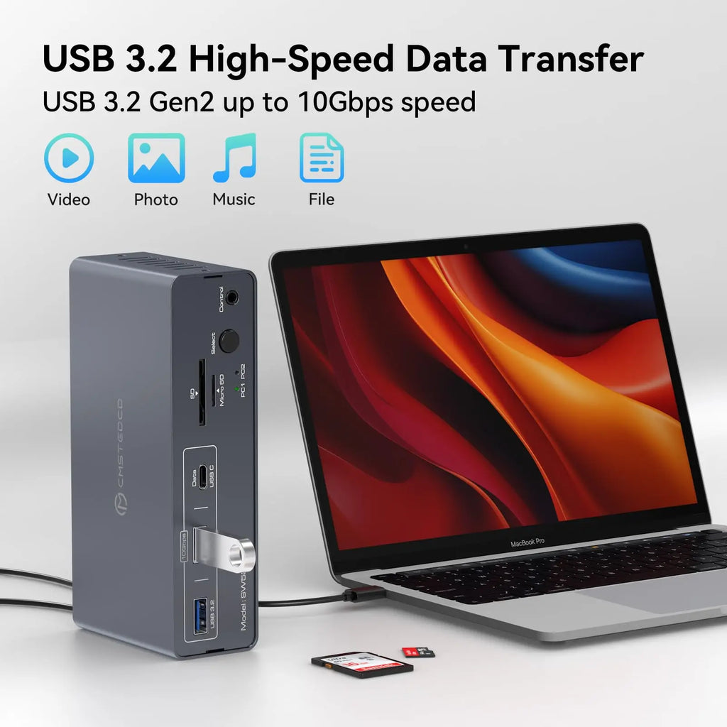 HDMI Displayport USB C Docking Station Dual Monitor for Laptop & Desktop (13-in-1) MST DP1.4 4K@120Hz+HDMI2.0 4K@60Hz,10Gbp data