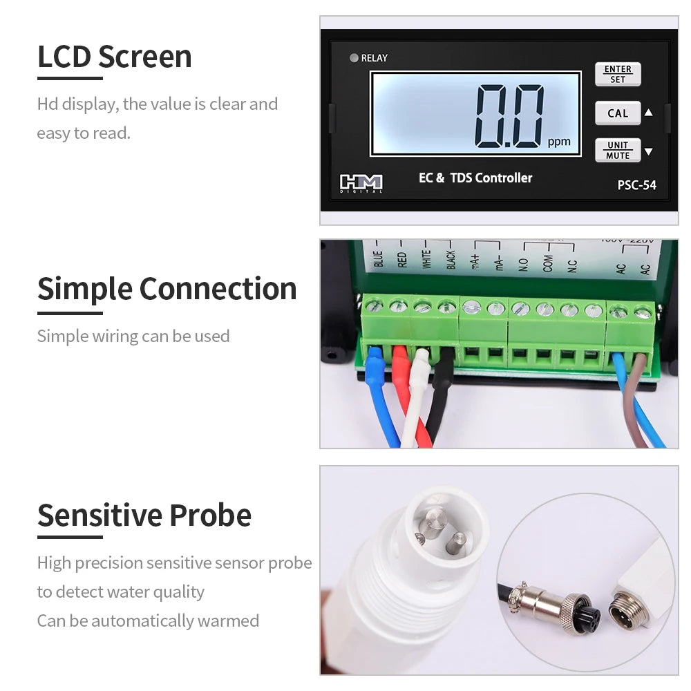 EC & TDS Monitor Controller Online Conductivity Meter Industrial Water Treatment Conductivity EC PH Conductivity Controller