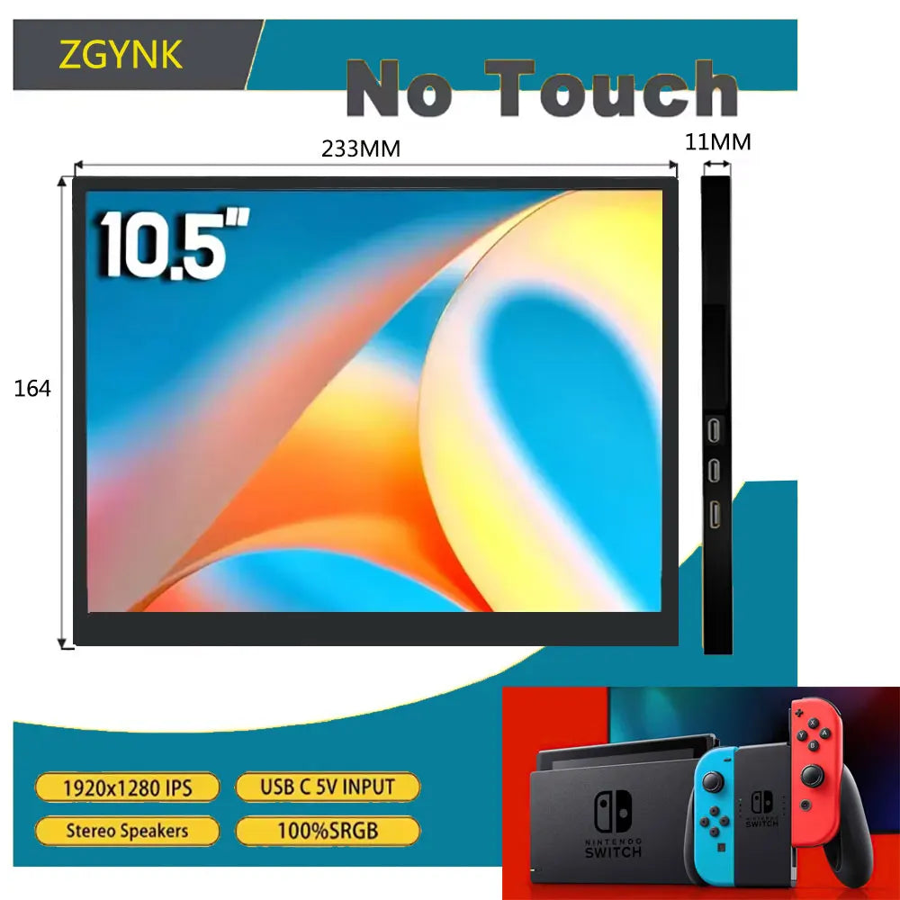 10.1/10.5Inch Portable Monitor HDMI-Compatible Laptop second screen Gaming Extended Display For Switch/PS4/Xbox/ZGYNK