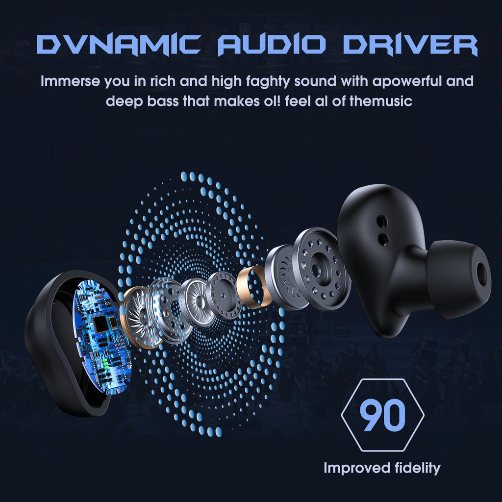 Bluetooth Gaming Earphones Wireless Noise-Canceling Headphones Low Latency Hi-Fi Audio Game Party for Gamer Friends Family
