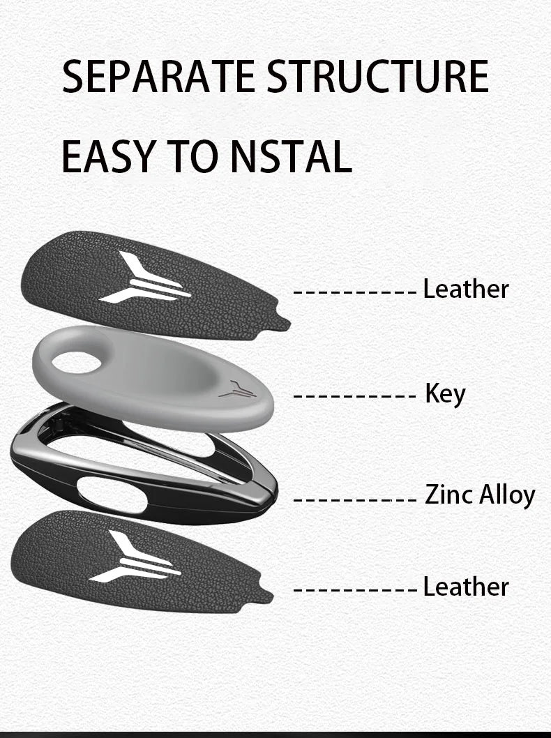 Car Key Case Cover Shell Fob For Voyah Free I-Land Dreamer 2021-2023 Keychain Auto Zinc Alloy Leather Key Protection Accessories