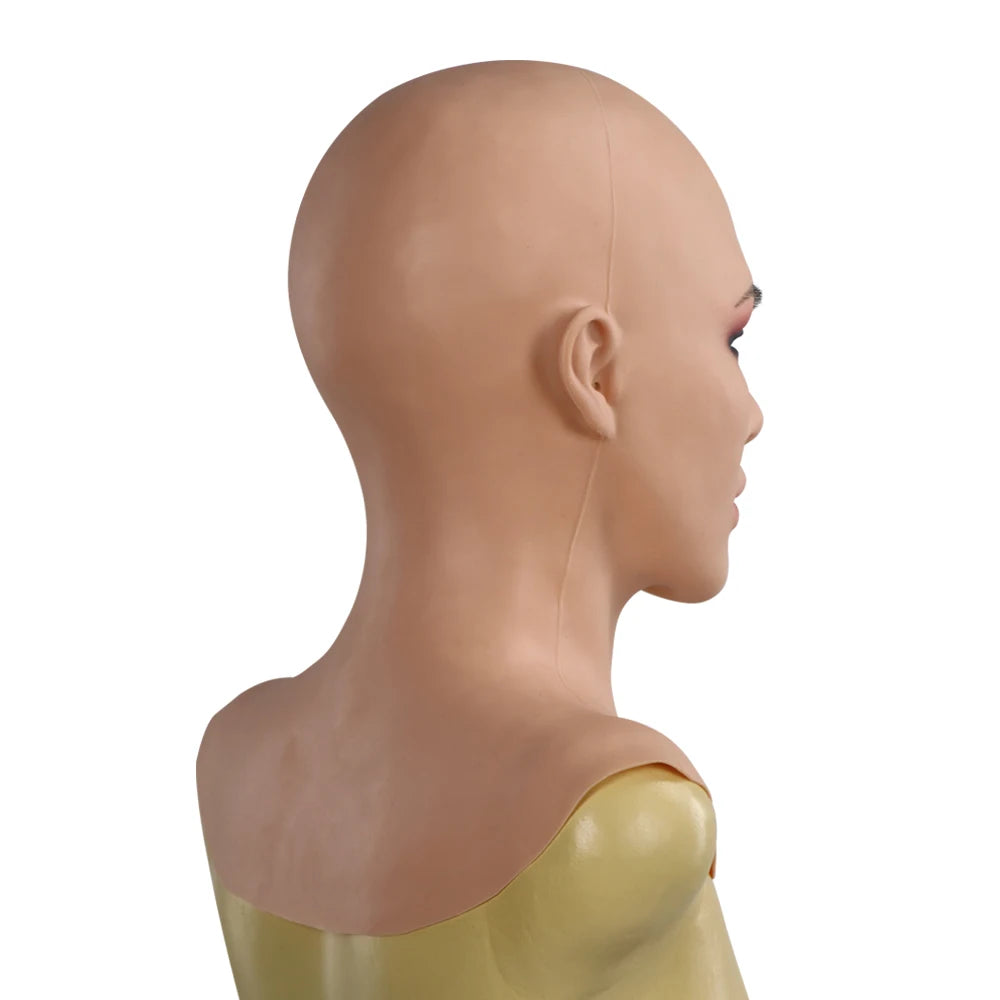 Realistic Female Mask With Neck Crossdresser Silicone Face Mask Headwear Crossdresser Costumes Drag Queen Male to Female