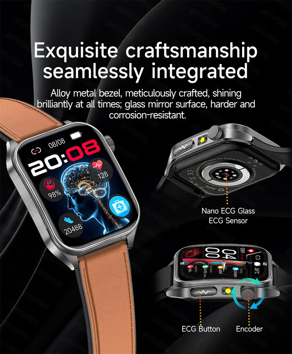 Smart Watch 650nm Dual probe laser health conditioning Blood oxygen Pressure Uric Acid Blood lipid ECG Smartwatch for Man Women