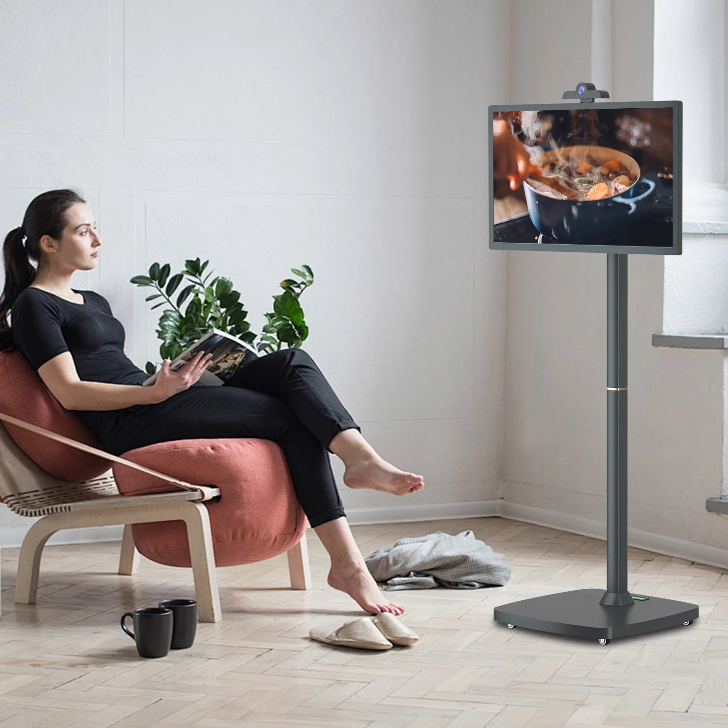 21.5 Inch Interactive Smart Display TV Android Operated In-Cell Touch Monitor Fitness Video Games USB Movable LCD Screen