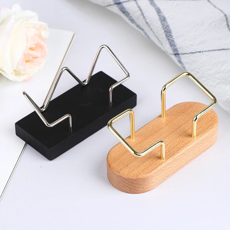 Desktop Business Card Holder, Solid Wood Display Stand for Office