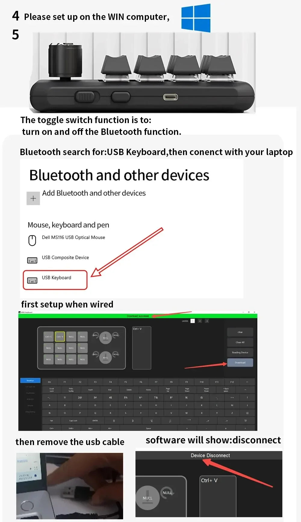 12 Keys 2 Knob Custom Mechanical Keyboard 3 Modes Bluetooth 2.4G Macro Programming Keyboard Hot-swapping Keypad for Gaming PS
