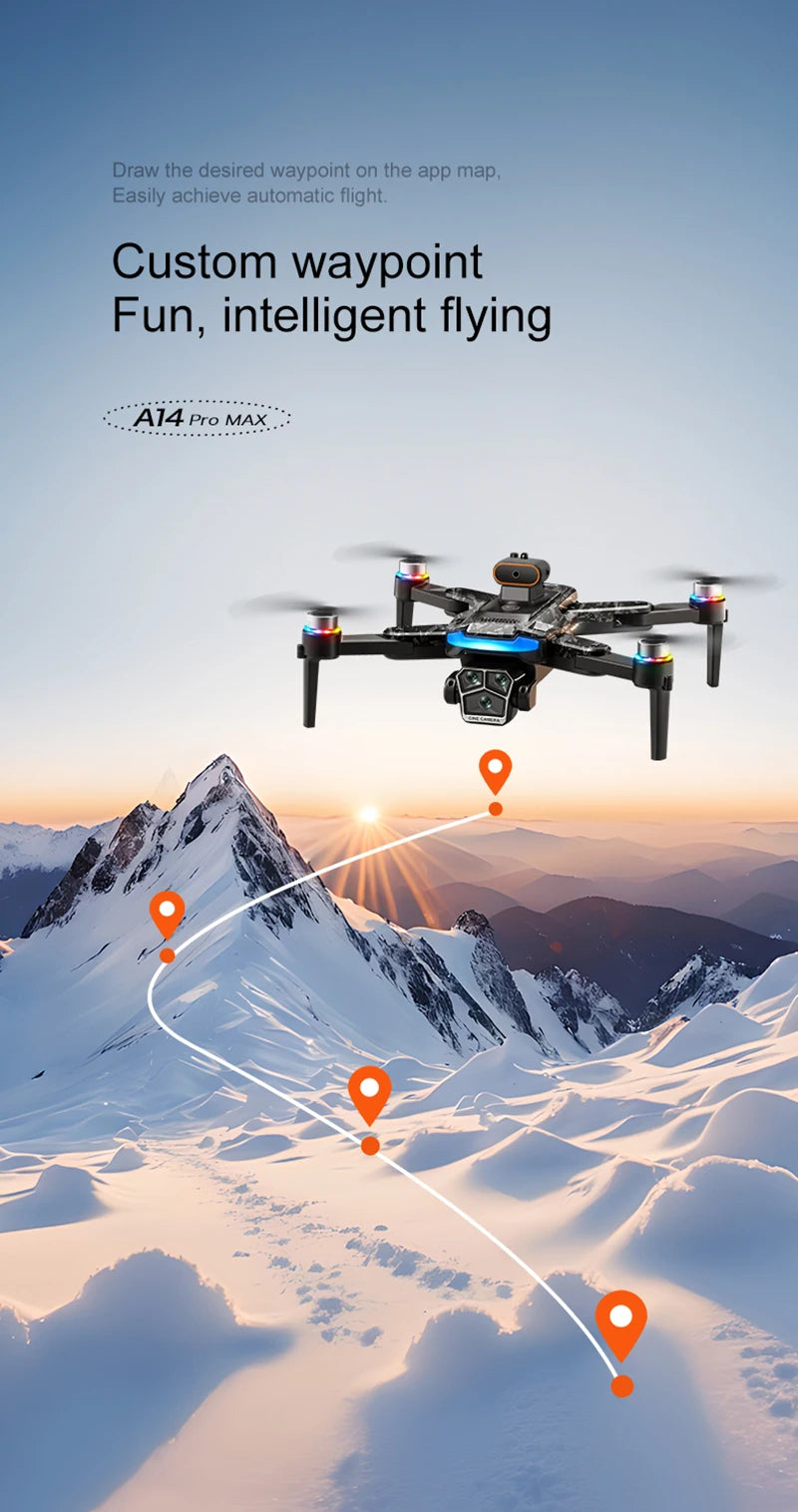 New A14ProMax 8K Drone 4.3Inch Screen Control GPS Brushless Motor Dual Camera Optical Flow Obstacle Avoidance Foldable RC UAV