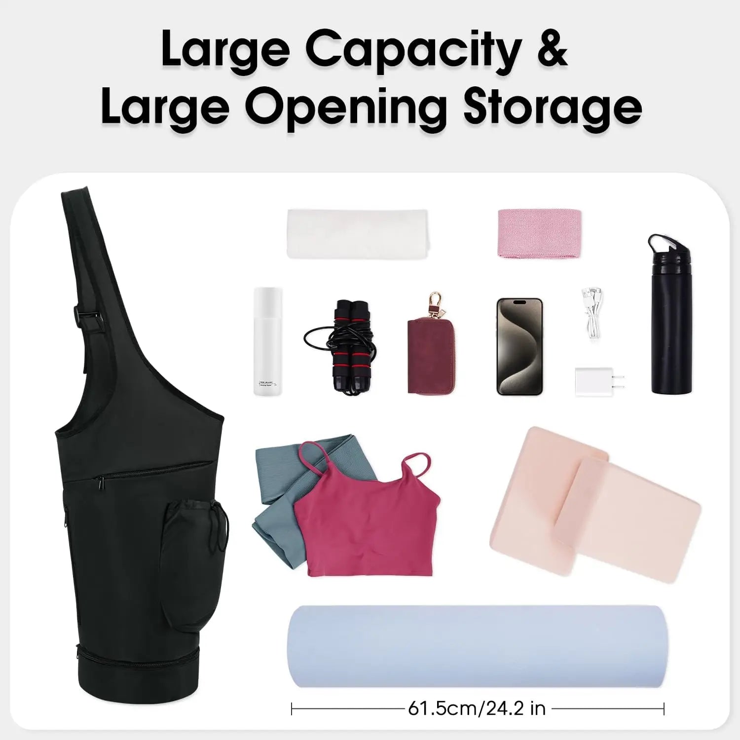 Yoga Mat Bag Сarrier - Multi-Functional Yoga Mat Carrier Bag with Water Bottle Pocket - Versatile Gym Yoga Mat Bags for Women