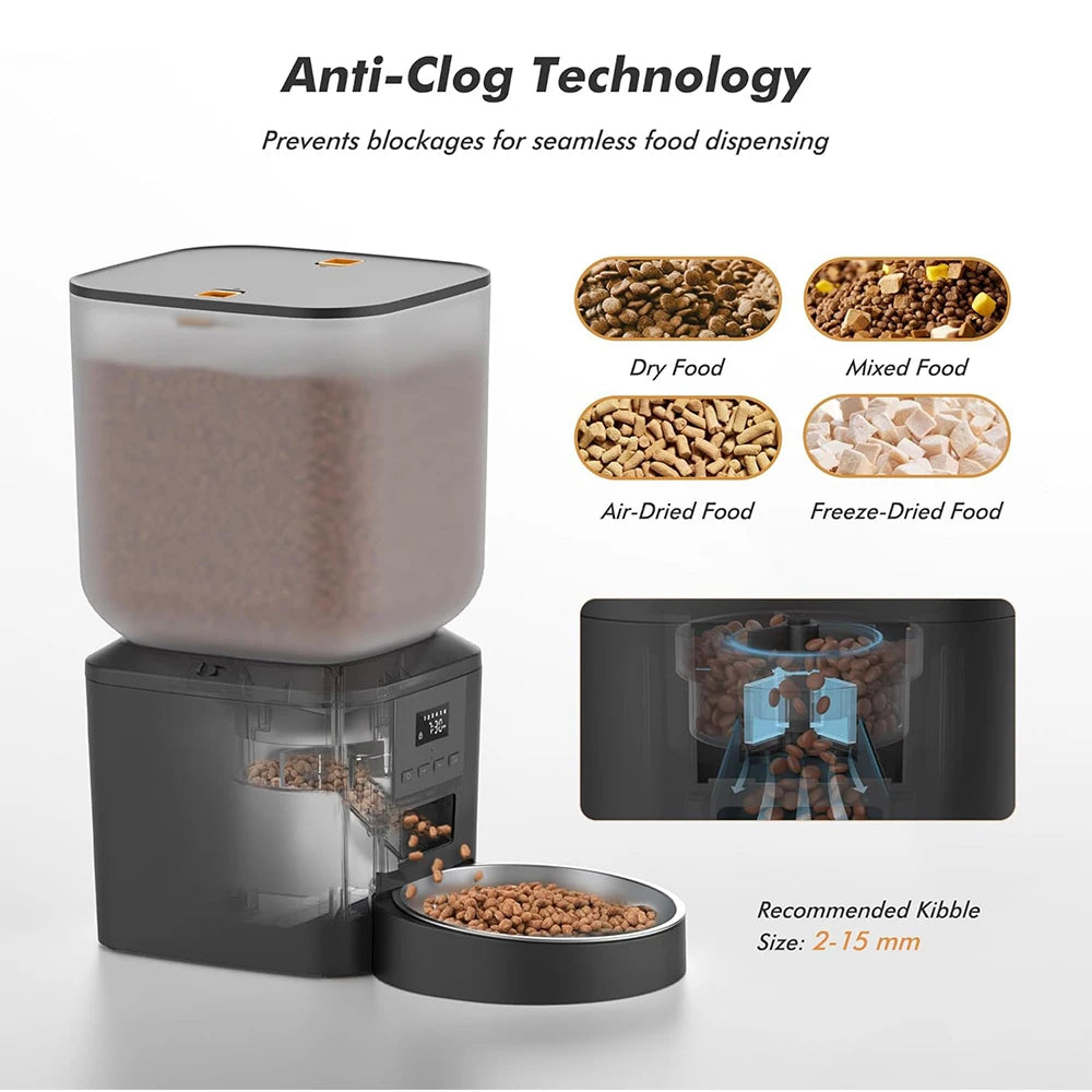 FURPIPI Smart 8L Automatic Pet Feeder with Timer USB & Battery Powered Slow Feed Dispenser for Cats and Dogs No Plug Included