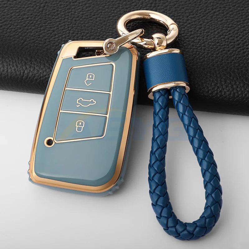 Car Key Case Cover Shell Fob For VW Volkswagen Magotan Passat B8 Golf Seat Skoda Superb A7 Kodiaq Key Chain Accessories