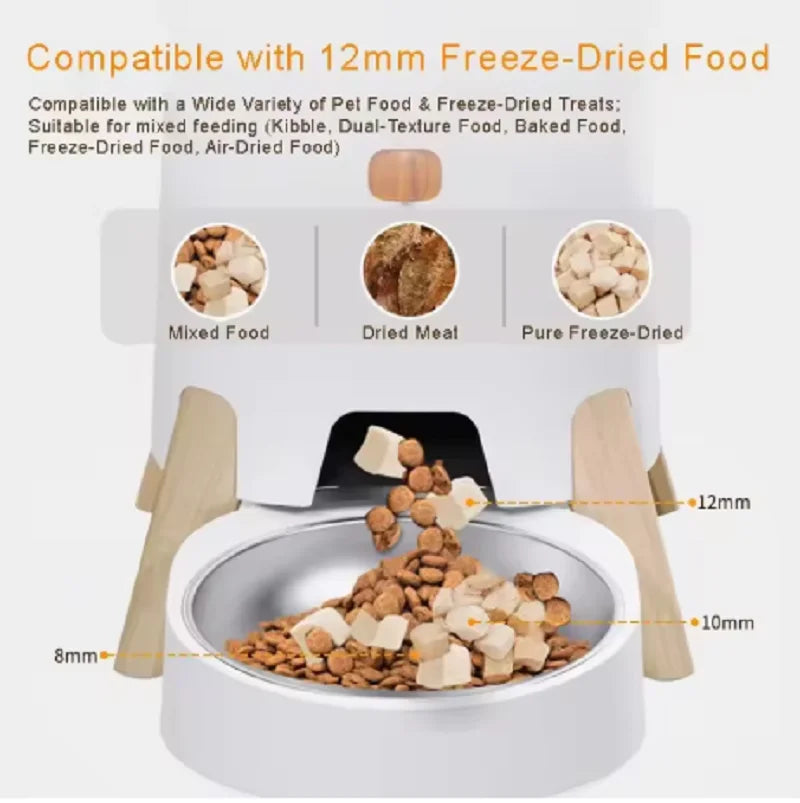 5L Pet Intelligent Feeder WiFi Automatic Cat Feeders for 2 Cats Cat Food Dispenser with APP Control Double Stainless Steel Bowls