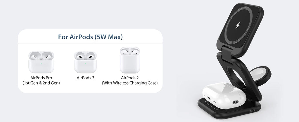 KUXIU X55 Magsafe Wireless Charging Station for iPhone 17 16 15 14 13 12 Pro/Max,5W for iWatch, AirPods,Foldable Phone Hold