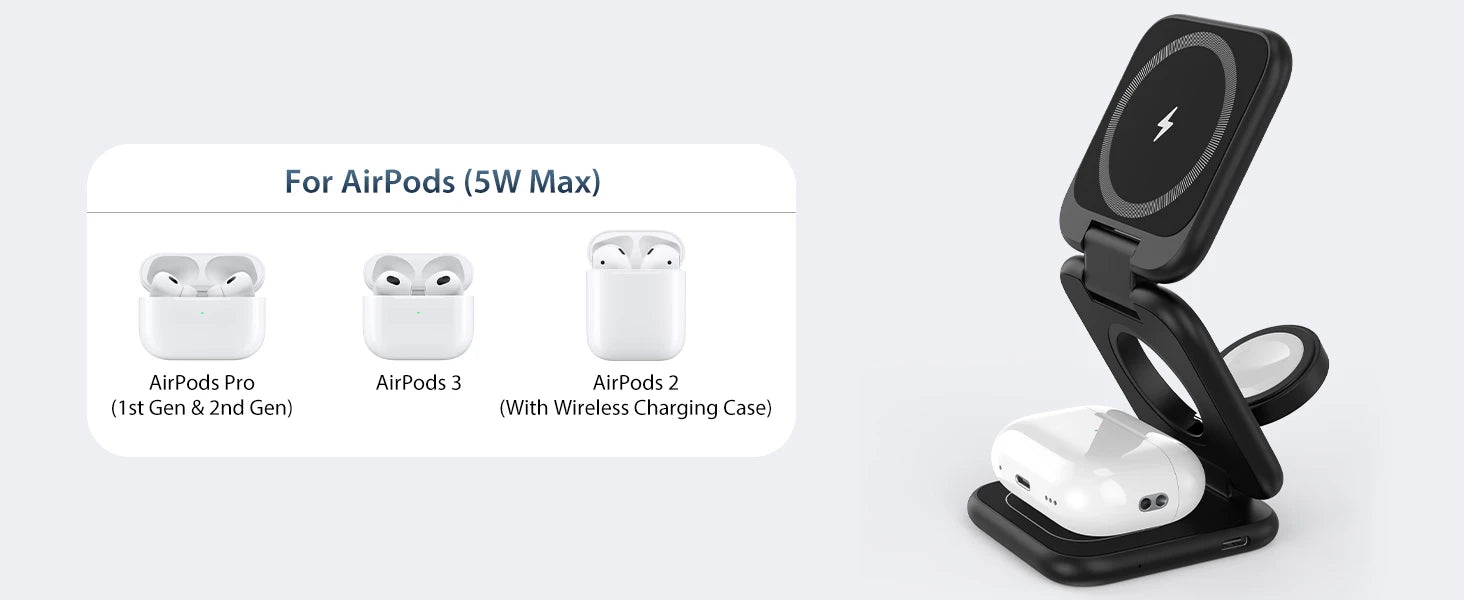KUXIU X55 Magsafe Wireless Charging Station for iPhone 17 16 15 14 13 12 Pro/Max,5W for iWatch, AirPods,Foldable Phone Hold