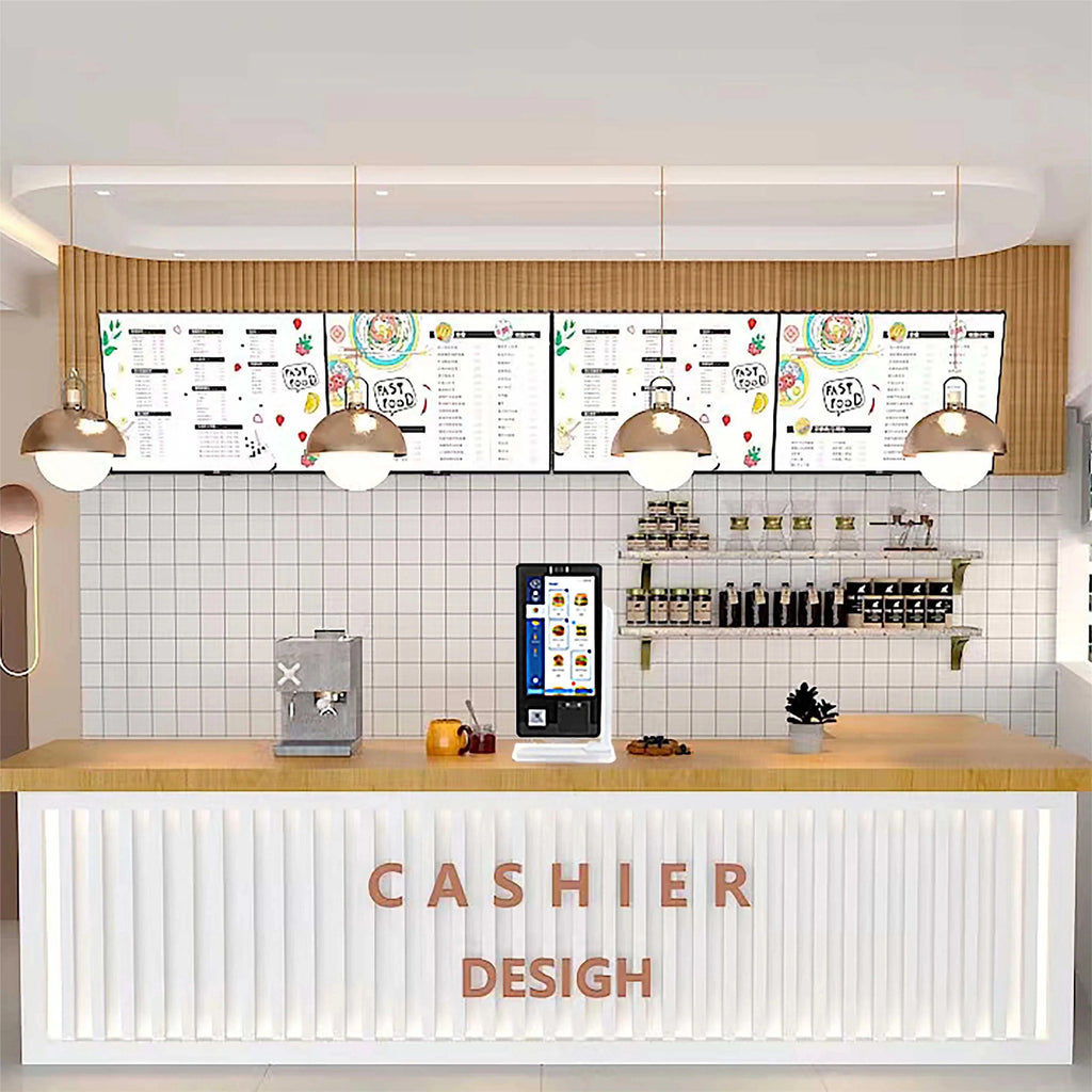 Desktop 15.6 Inch Touch Screen Kiosk Self Ordering Machine with 2D Scanner & 58mm Printer Foodcourt Unattended Payment Terminal