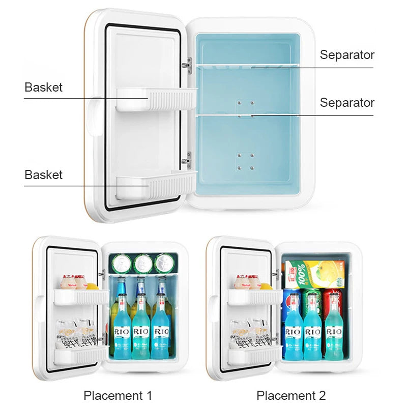 12V/220V Mini Fridge Refrigerator Beauty Cooler Warmer Refrigerators Constant Temperature Skincare Preservation for HOME CAR