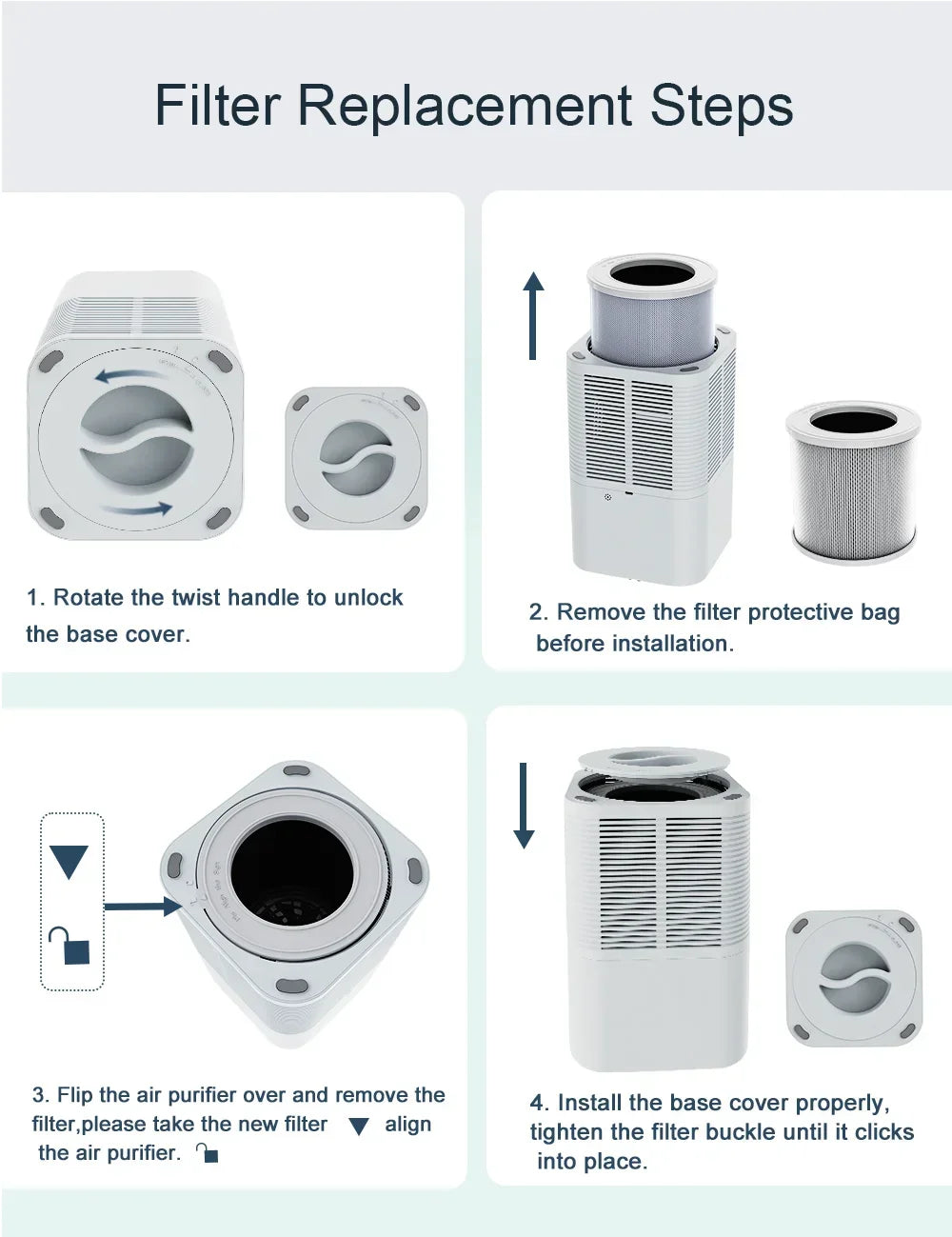 Air Cleaner for Home Household with HEPA Filter Portable Small Air Purifier 110v 220v