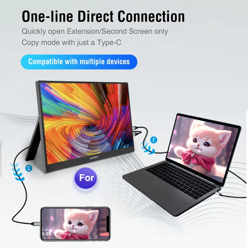 16 inch Touch Screen Portable Monitor 16:10 IPS Extended Display for Laptop with Bracket For xbox raspberry Pi