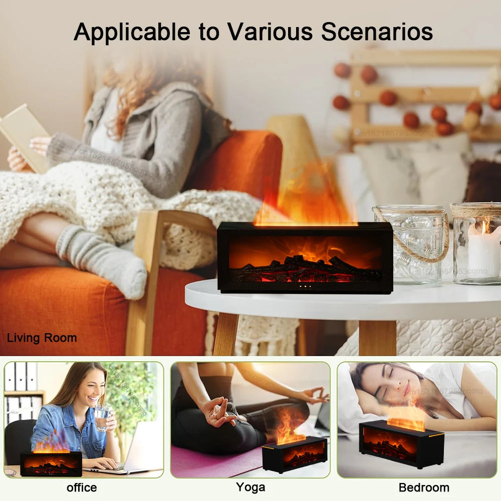 Air Aroma Humidifier Essential Oils Humidifier Flame Fragrance Diffuser Home Aromatherapy Diffuser With LED Light Remote Control