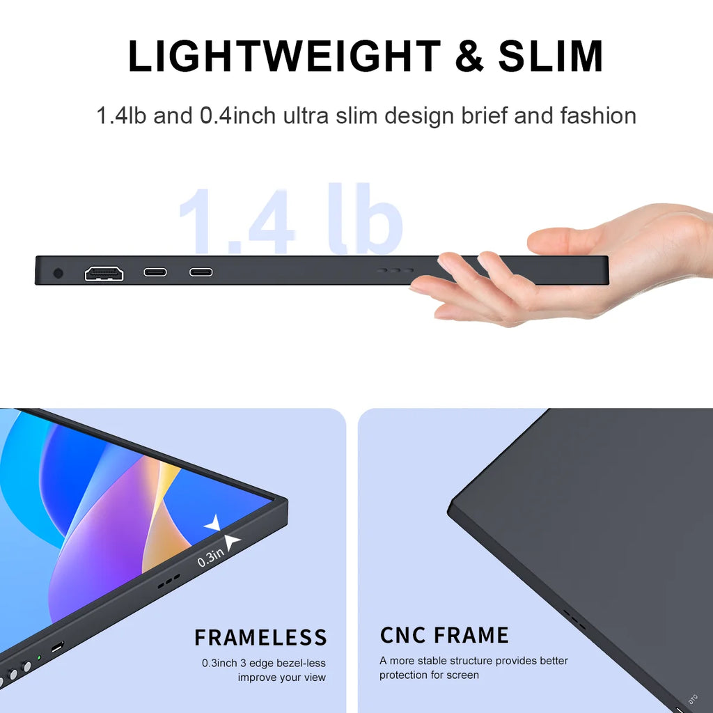 15.6 inch Portable Gaming Monitor 3840X2160 Ultra-Thin 4K IPS Screen for PC Laptop External Display with for Xbox Switch PS 4 5
