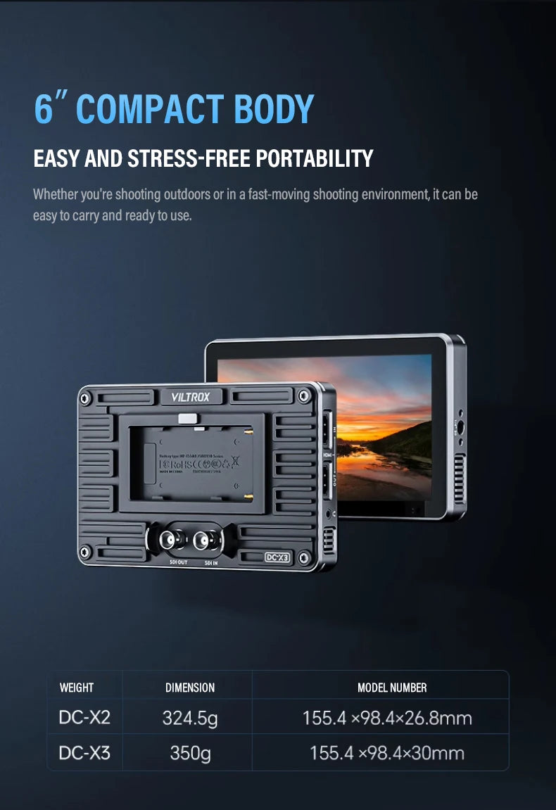 Viltrox DC-X3 DC-X2 4K Monitor Touch Screen Touch Screen Profissional 1080P Photographic HD FHD Portable Camera Monitor