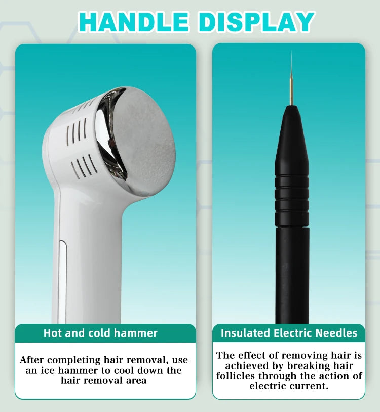 2025 Portable Electrolysis Epilators Removal Device Painless Electrolysis Machine Electric Needle Hair Removal for Men