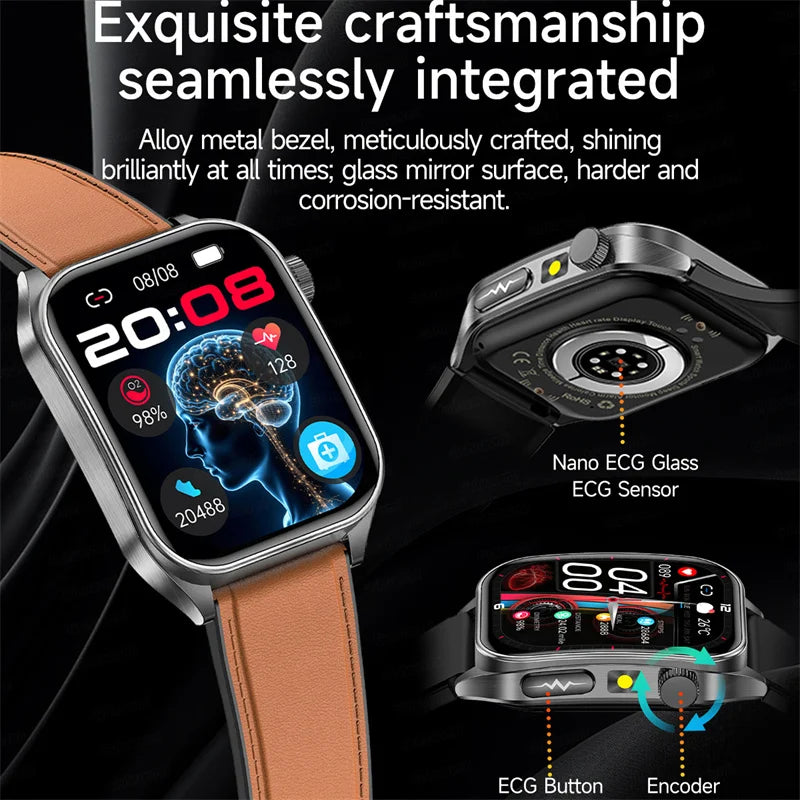 Smart Watch 650nm Dual probe laser health conditioning Blood oxygen Pressure Uric Acid Blood lipid ECG Smartwatch for Man Women