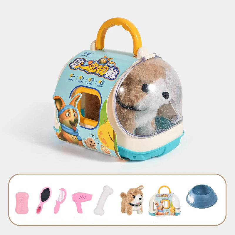 New Electronic Pet Dog Toy Walking Interactive Dog Plush Doll Toys Vibrating Automatic Moving Electric Puppy Gift For Baby Kids