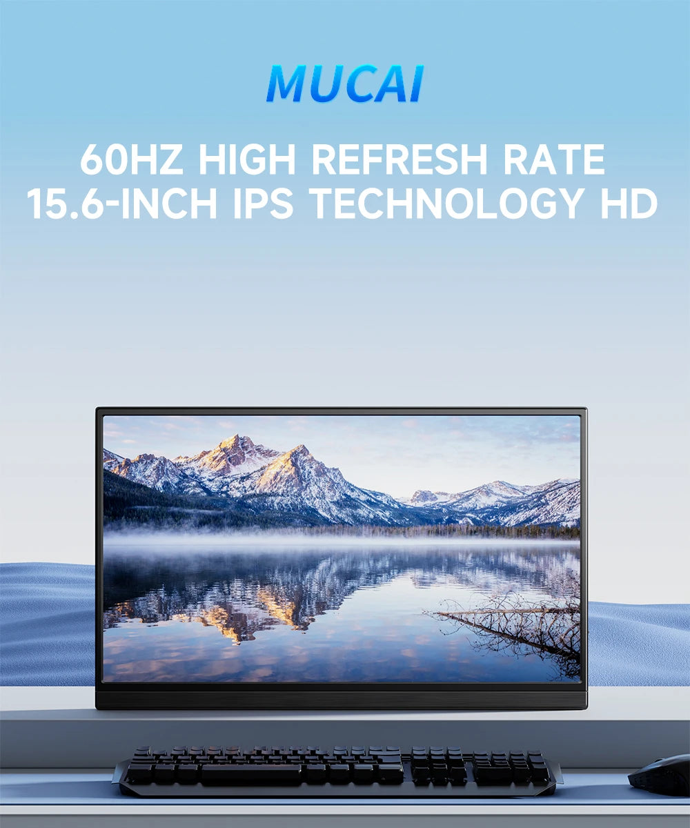 MUCAl 15.6 inch Portable Monitor FHD 1920*1080 Travel Gaming 15.6" Display Screen for Laptop Phone Switch ps4 ps5 XboX MacBook
