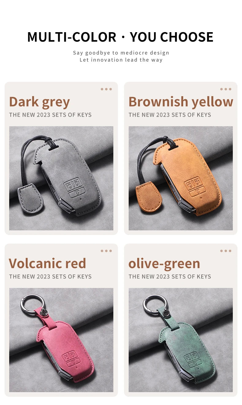 7 Bottons Leather Car Key Case Fob Cover For Kia Carnival K7 2021 2022 Car Remote Key Case Cover Shell Fob Keychian Accessories