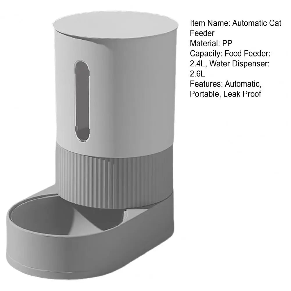 A  Automatic Cat Feeder Automatic Pet Feeder Water Dispenser Set for Cats Dogs 2-in-1 Food Bowl with Stainless Steel Insert
