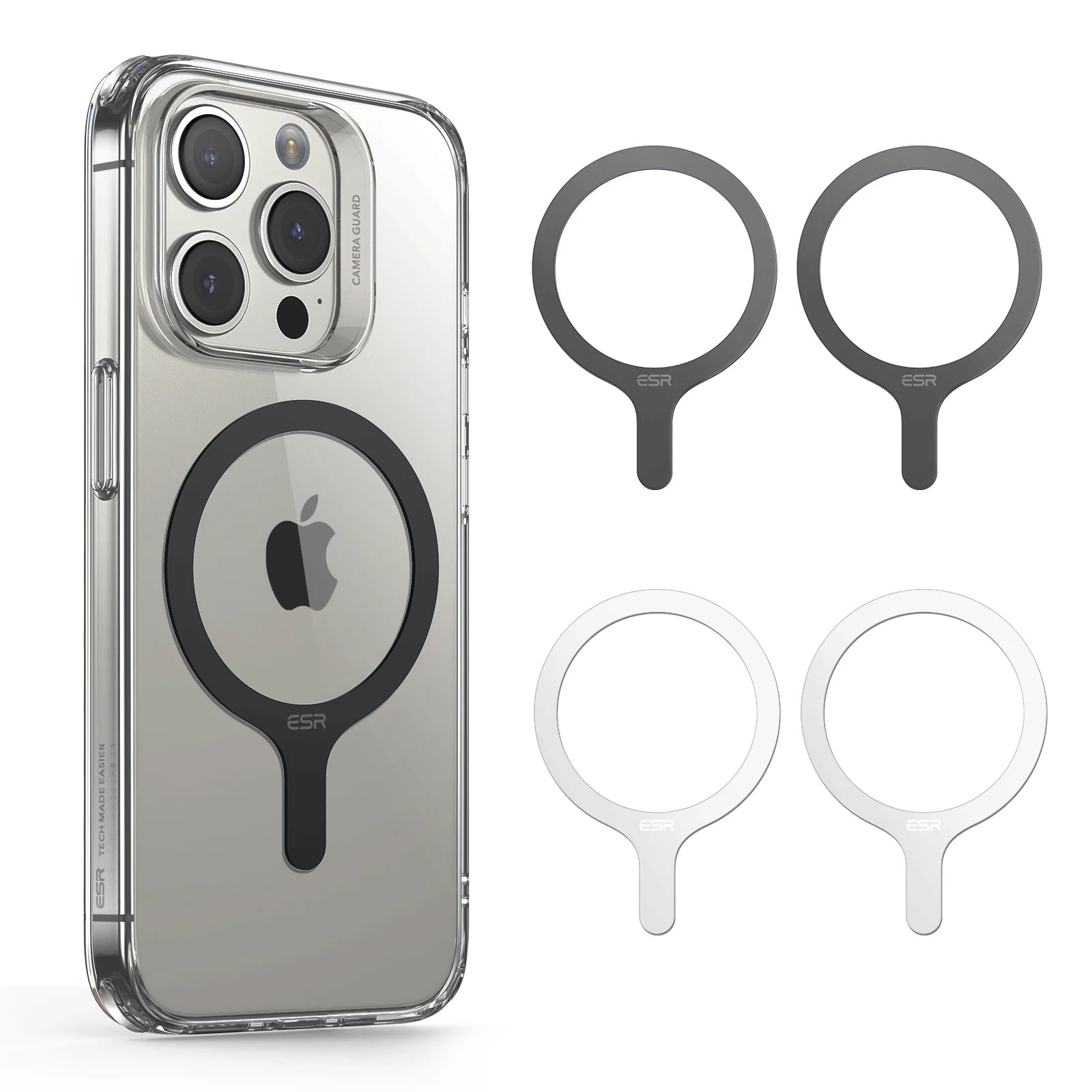 ESR for MagSafe Ring Magnet (HaloLock) Universal Magnetic Wireless Charger Kit for iPhone 16/15/14/13/12  Galaxy S23/S22/S21
