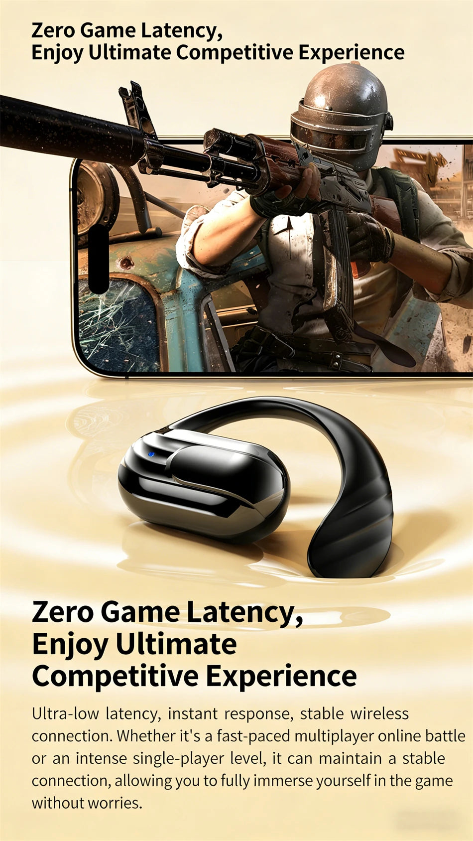 2026New Gaming Earphones Bluetooth 5.3 Sport Headset Dual Mode HD Call Noise Reduction Earbuds with Mic Music Earphones
