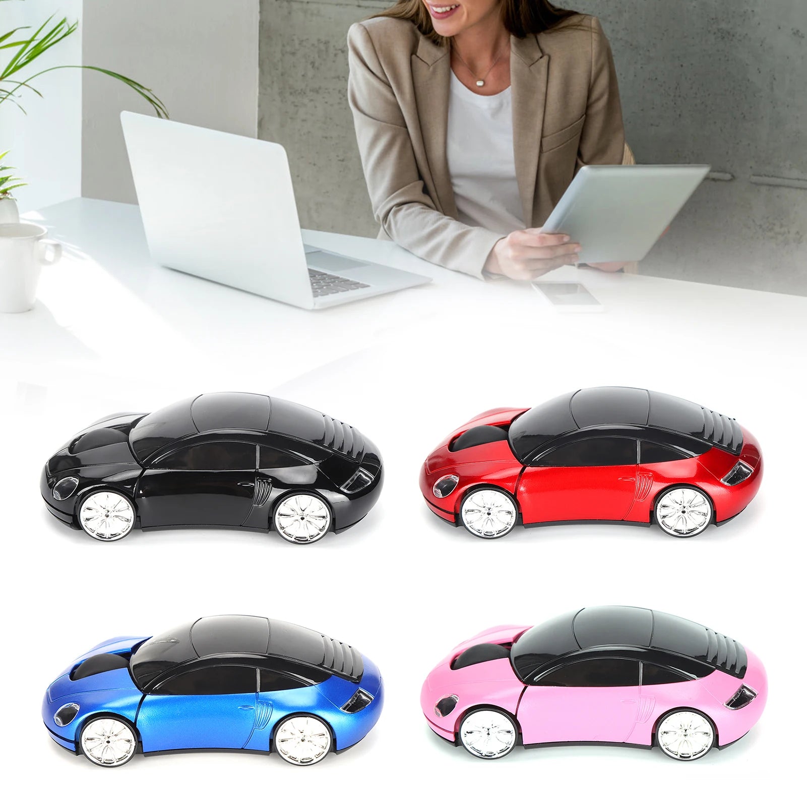 Wireless Mouse 2.4G Mini Car-Shaped Optical Mouse Suitable for Laptops, Tablets, and PC Office Use