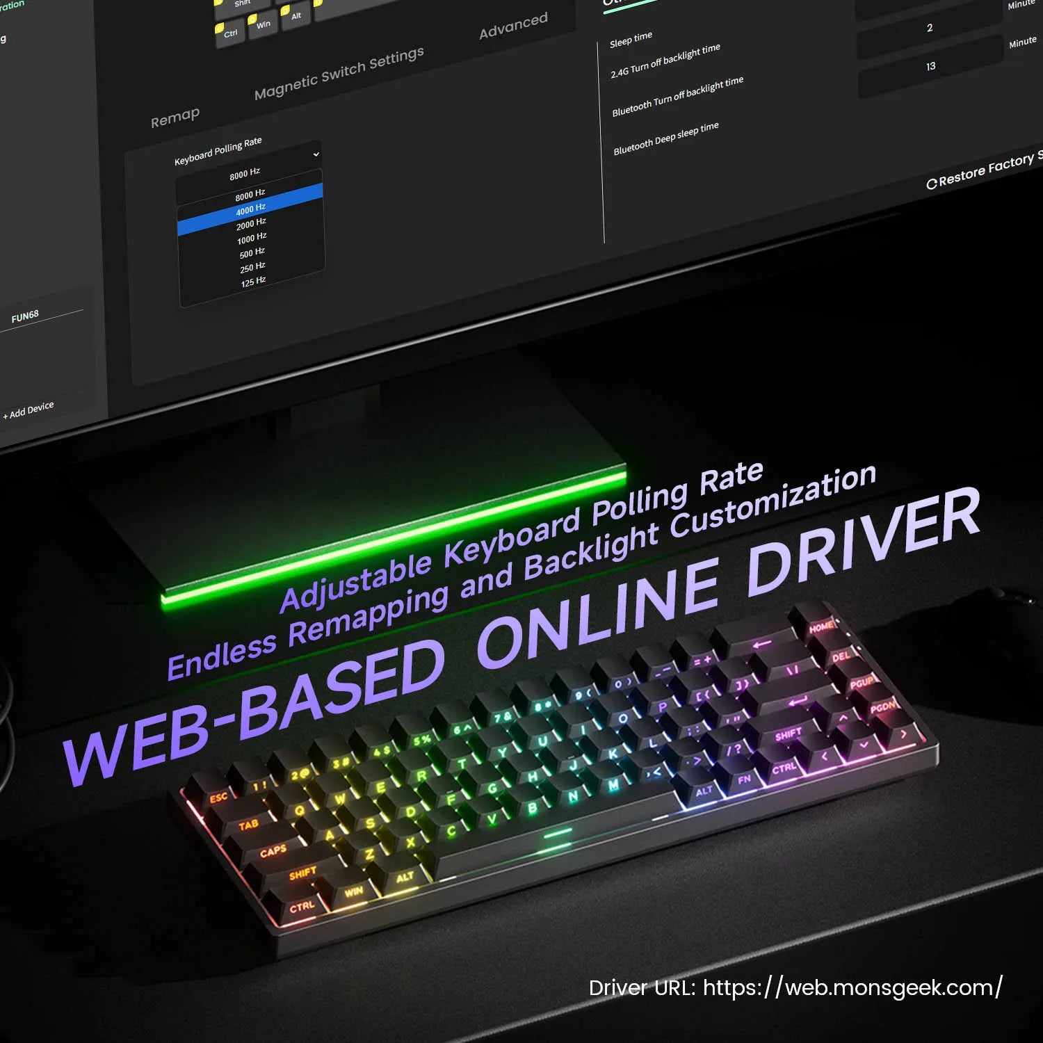 Akko MonsGeek FUN68 HE Magnetic Keyboard 65% Rapid Trigger 0.005mm 8K ARGB Mechanical Gaming Custom Keyboard for Pc Gamer Esport