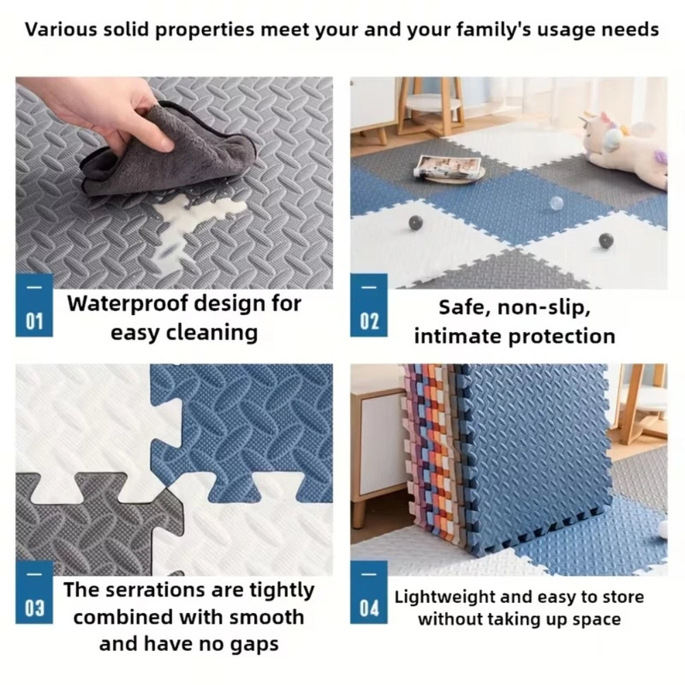 6Pcs 2.5cm Thickened Fitness Mat Non-slip Fall-proof Reusable Yoga Rug Helps Train for Play Home Gym Living Room Anti-Slip Mat