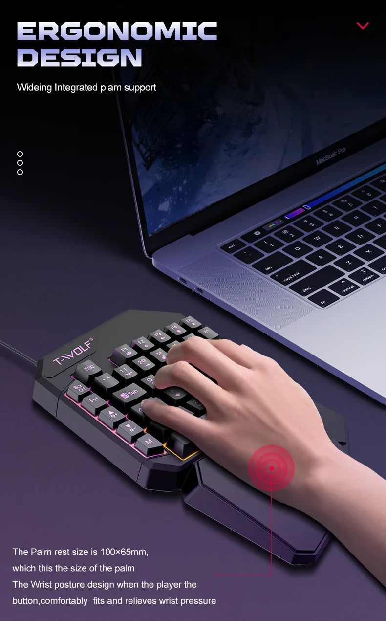 Mechanical Gaming Keyboard Kit 5 In 1 Set One Hand Keyboard 5D Mechanical Gamer Mouse Converter Mobile Game Pro Converter