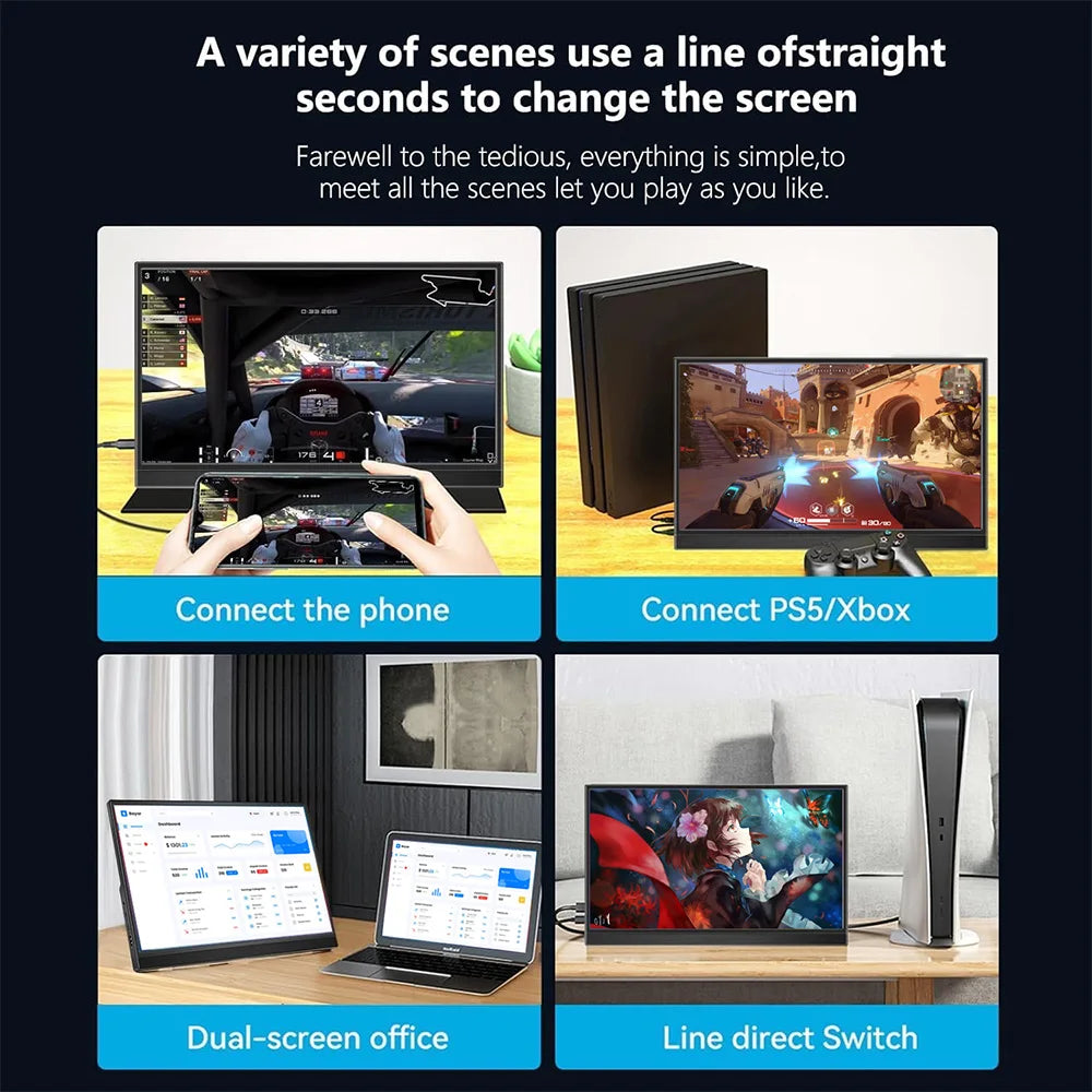Touchscreen Portable Monitor 14/16 Inch FULL HD HDMI Display IPS Panel Laptop Monitor for PC/Raspberry Pi/Laptop/PS3/4/Xbox,VESA