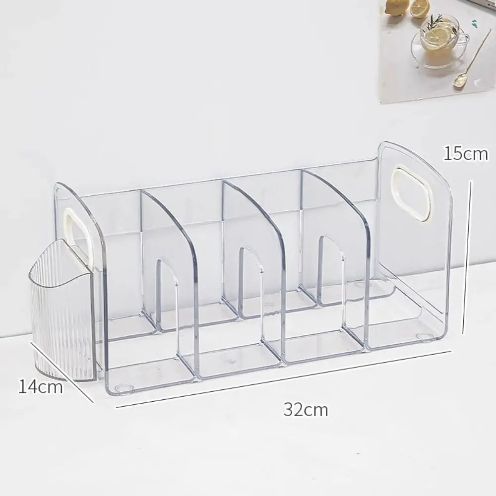 Desktop Organizer Save Space Handle Bookends Transparent Durable Divider Book Stand Simple Display Desk Storage Rack Minimalism