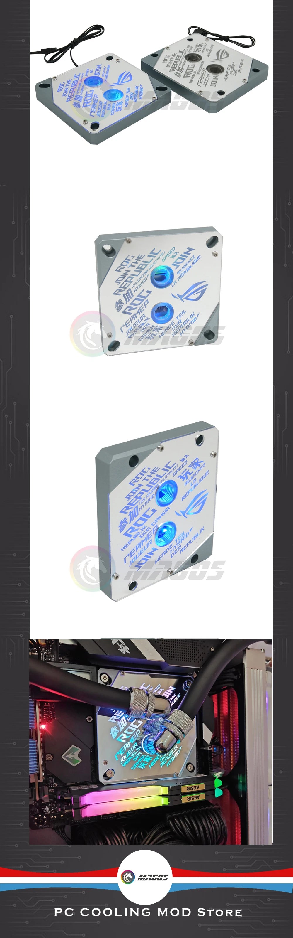 1700 CPU Water Block Mirror Surface ROG 5V ARGB SYNC Watercooler LGA1700 AM4 AM5 Platform Customized Available
