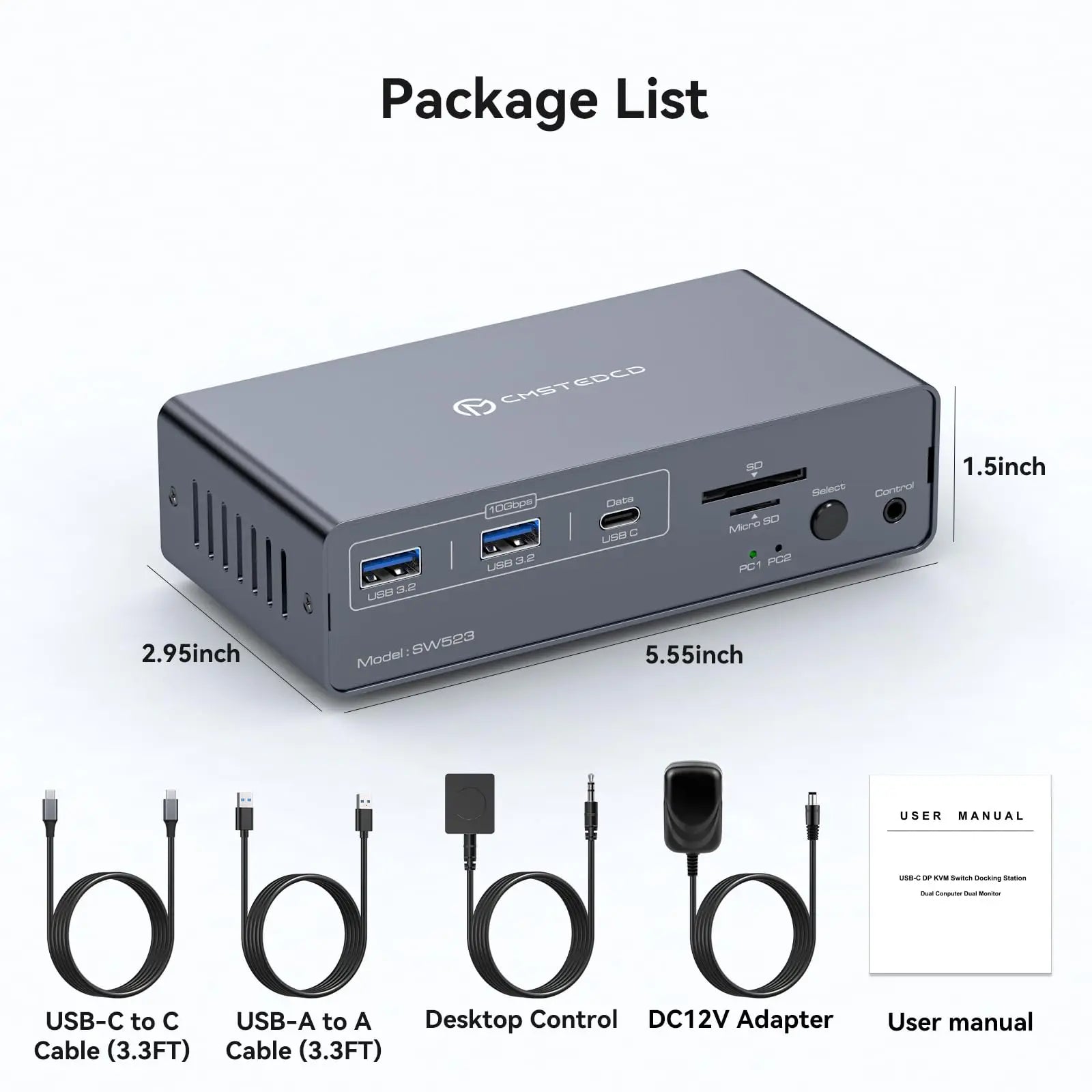 HDMI Displayport USB C Docking Station Dual Monitor for Laptop & Desktop (13-in-1) MST DP1.4 4K@120Hz+HDMI2.0 4K@60Hz,10Gbp data