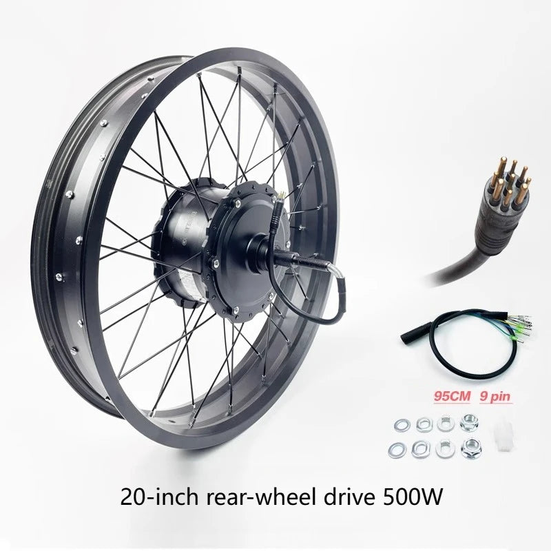 Super73 E-Bike Conversion Kit 20x4.0 Fat Tire 500W/1000W Hub Motor Front Rear Wheel Set for Snow Bike Upgrade
