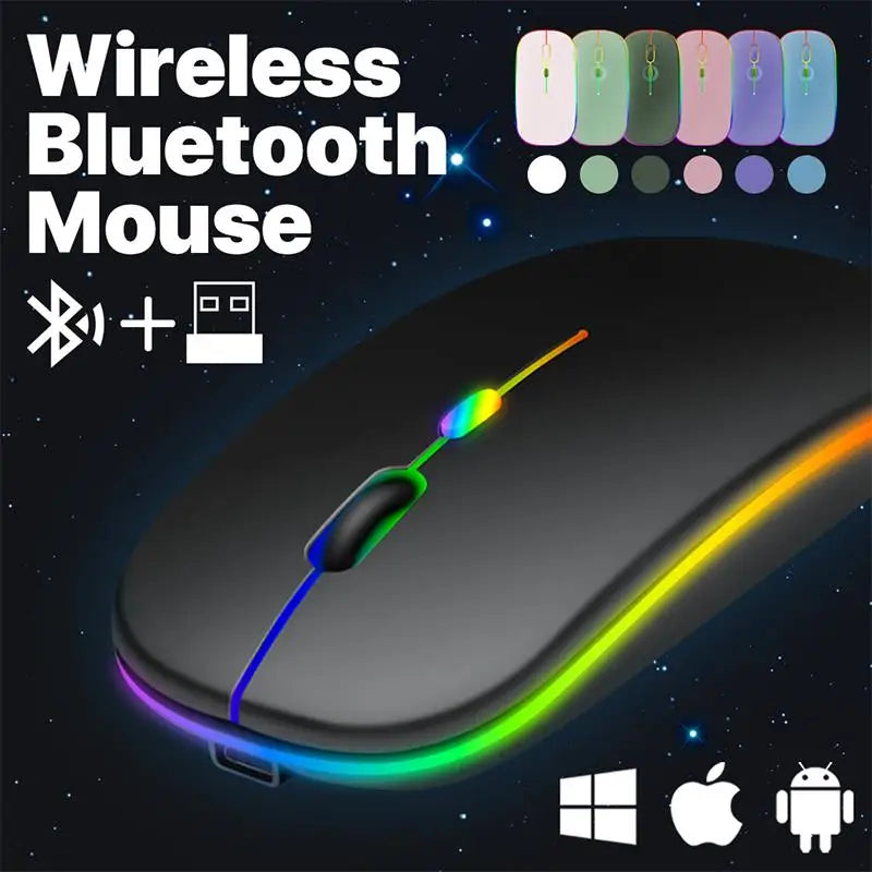 Wireless Mouse RGB Rechargeable USB 2.4GHz Bluetooth Mice Wireless Computer Mause LED Backlit Ergonomic Gaming Mouse For Laptops