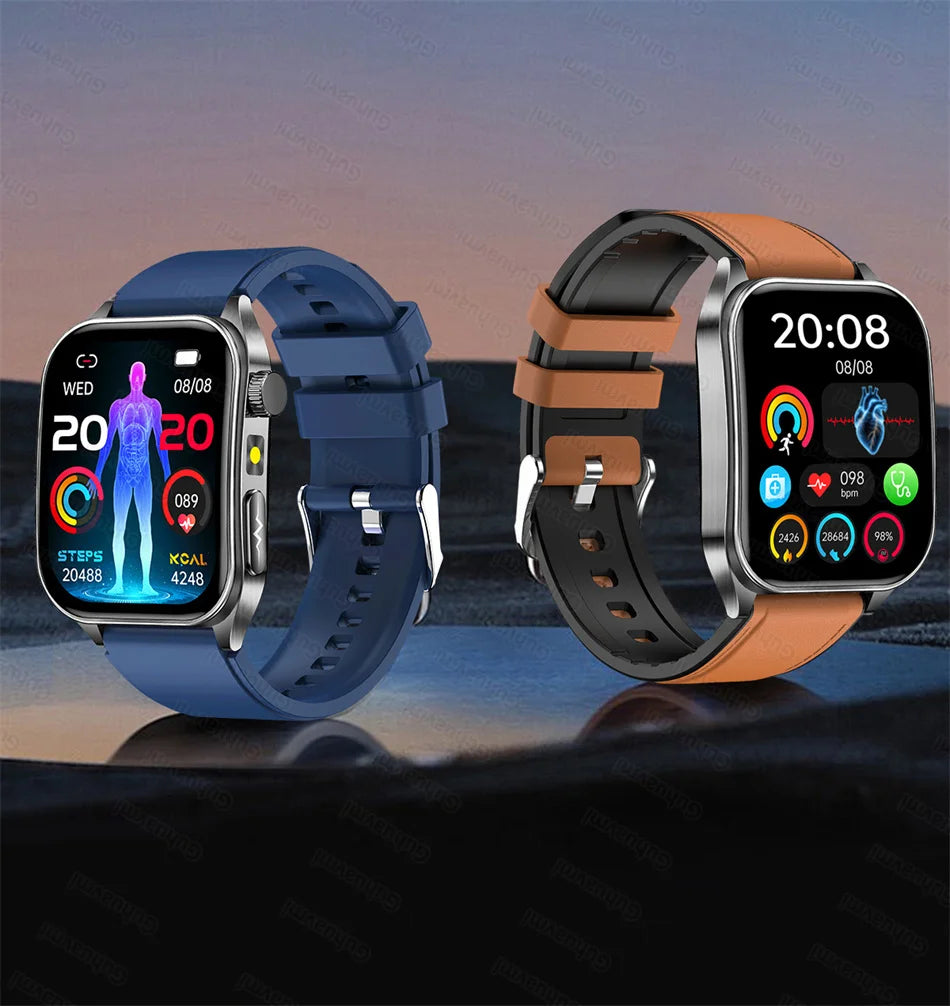 Smart Watch 650nm Dual probe laser health conditioning Blood oxygen Pressure Uric Acid Blood lipid ECG Smartwatch for Man Women