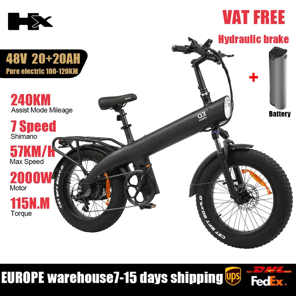 HX Q3 All-Terrain Electric Bike 48V 20Ah Long Range 2000W Ebike 57KM/H Electric Dirt Bike Fat Tire City Electric Bicycle E Bike
