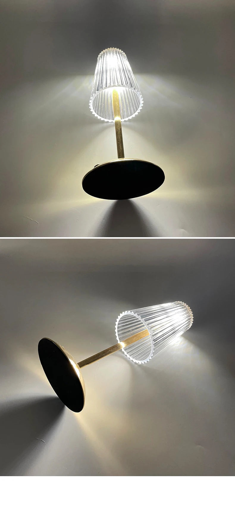 Nordic Crystal Rechargeable Table Lamp LED Bar Lamp Touch Dimmable Golden Desk Lamp Living Room Bedroom Hotel Lamp Bedside Lamp
