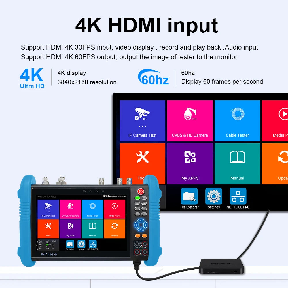 8K CCTV Tester IPC-9800CLMOVTADHS 8MP HD AHD TVI CVI SDI IP Tester 7-inch Touch Screen Monitor 8K Video Display Tester Monitor
