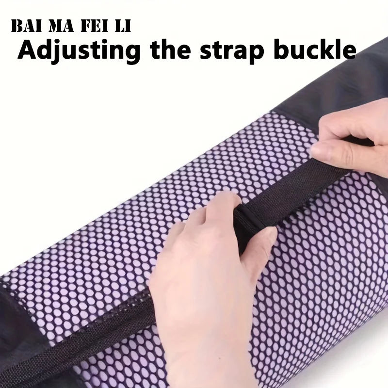1 Breathable Yoga Mat Storage Mesh Bag - Durable Oxford Fabric, Black with Shoulder Strap, Perfect for Everyday Use and Fitness Enthusiasts