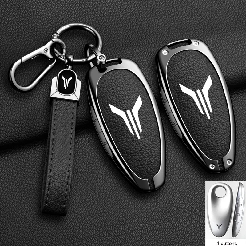 Car Key Case Cover Shell Fob For Voyah Free I-Land Dreamer 2021-2023 Keychain Auto Zinc Alloy Leather Key Protection Accessories