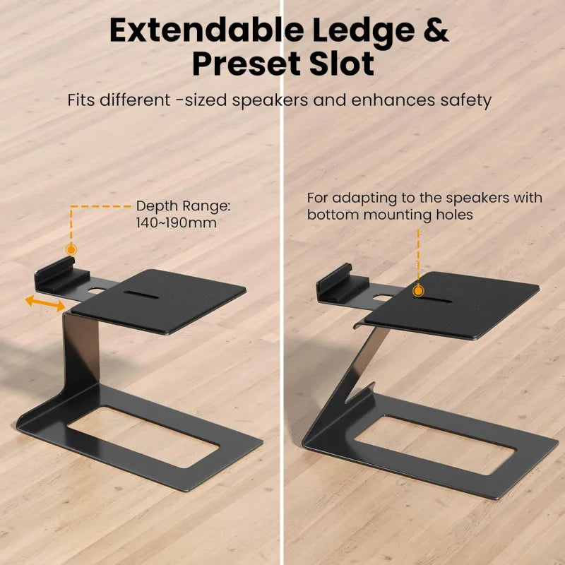 Desktop Speaker Stands 1 piece Carbon Steel Cantilevered Speaker Bracket with Vibration Absorption Pad for Computer Monitors
